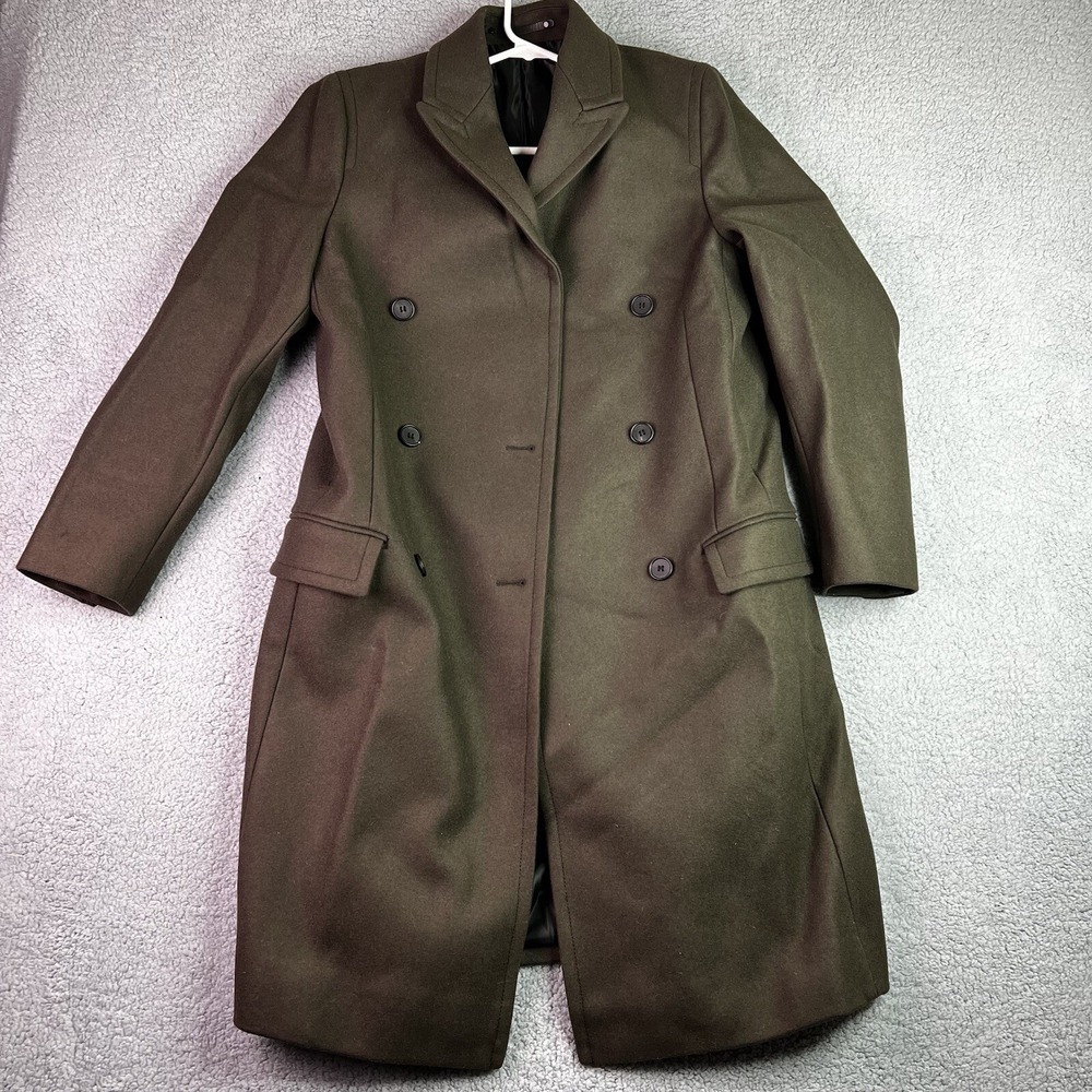 All Saints Elodie Coat Khaki Womens Size 4 Wool Blend Long Italian Cloth $650.0